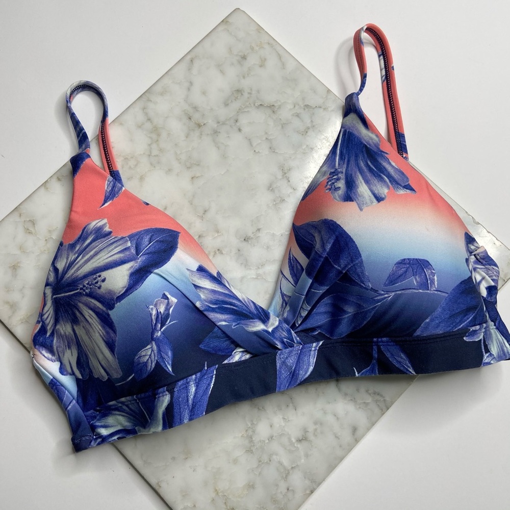 La Blanca Blue Pink Tropical Bra Style Bikini Top